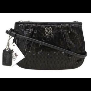 COACH 44509 Special Occasion Black Sequined Sequin Wristlet Wallet RARE!